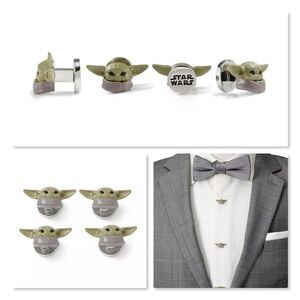 ✨CUFFLINKS, INC. ✨ NEW! Star Wars 3D Grogu Baby Yoda Tuxedo Stud Set